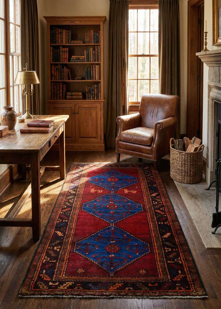 4' 1 x 7' 6 Hamedan Wool Rug