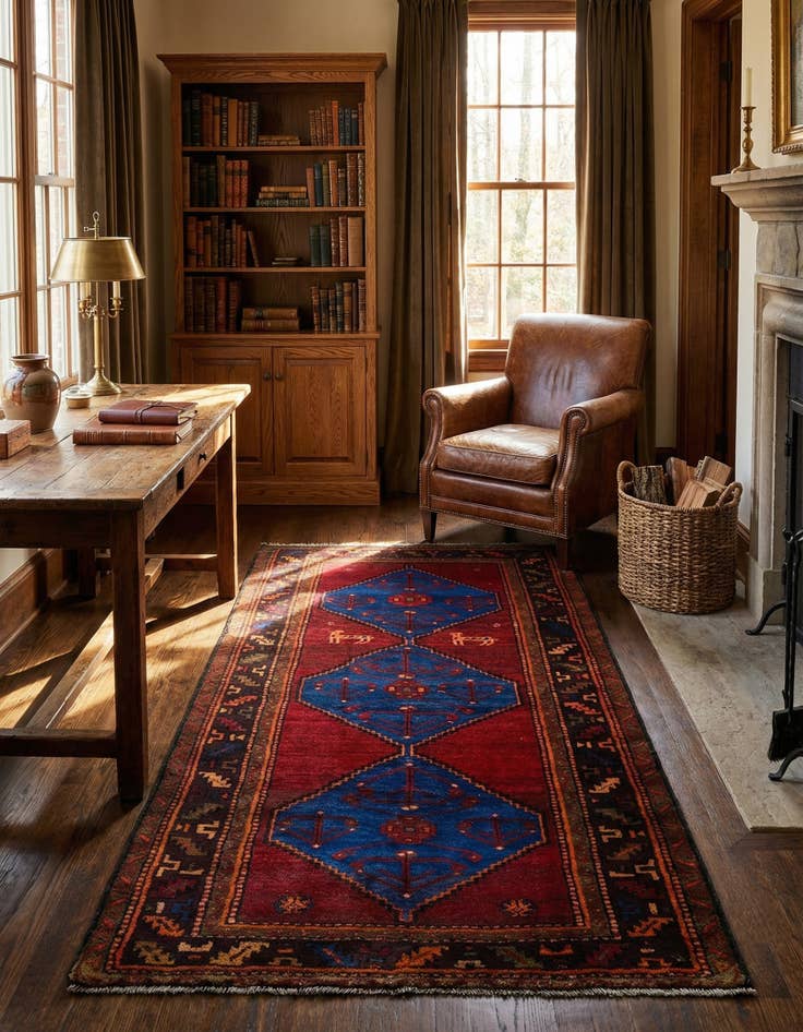 Detail image of 4' 1 x 7' 6 Hamedan Wool Rug