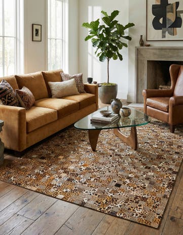 5' 1 x 8' Cowhide Leather Rug