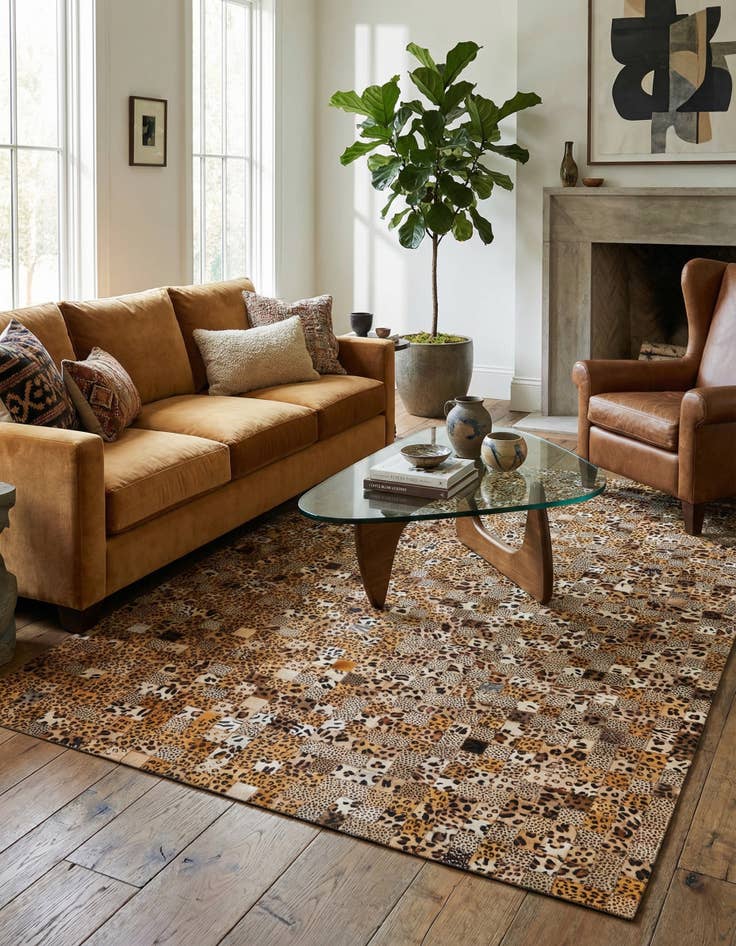 Detail image of 5' 1 x 8' Cowhide Leather Rug