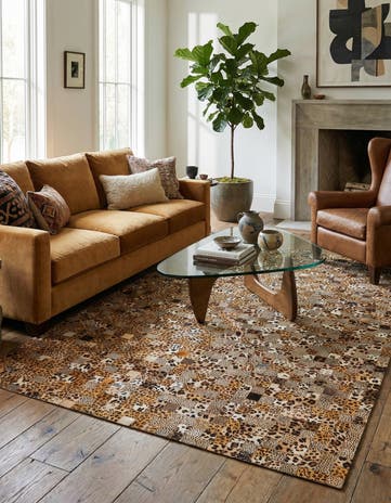 5' 1 x 8' Cowhide Leather Rug