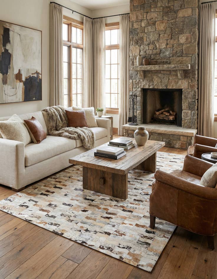 Detail image of 5' x 8' Cowhide Leather Rug