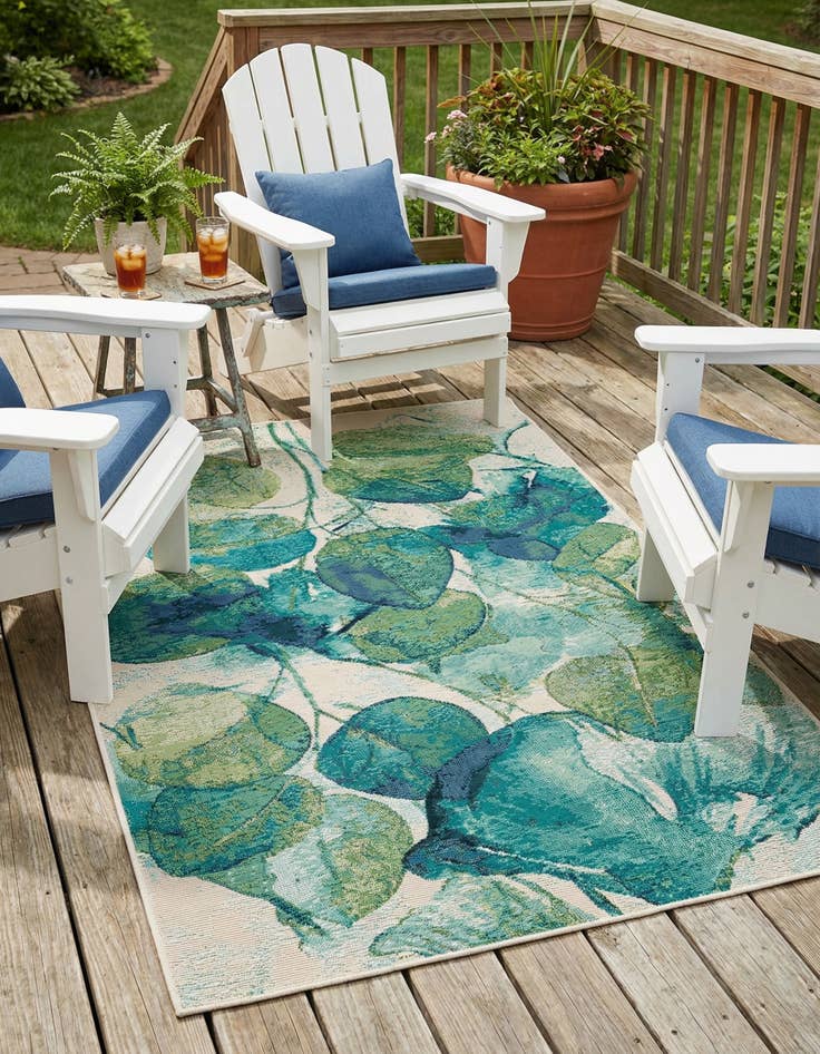 Detail image of 3' 3 x 5' 3  Washable Botanical Indoor / Outdoor Rug