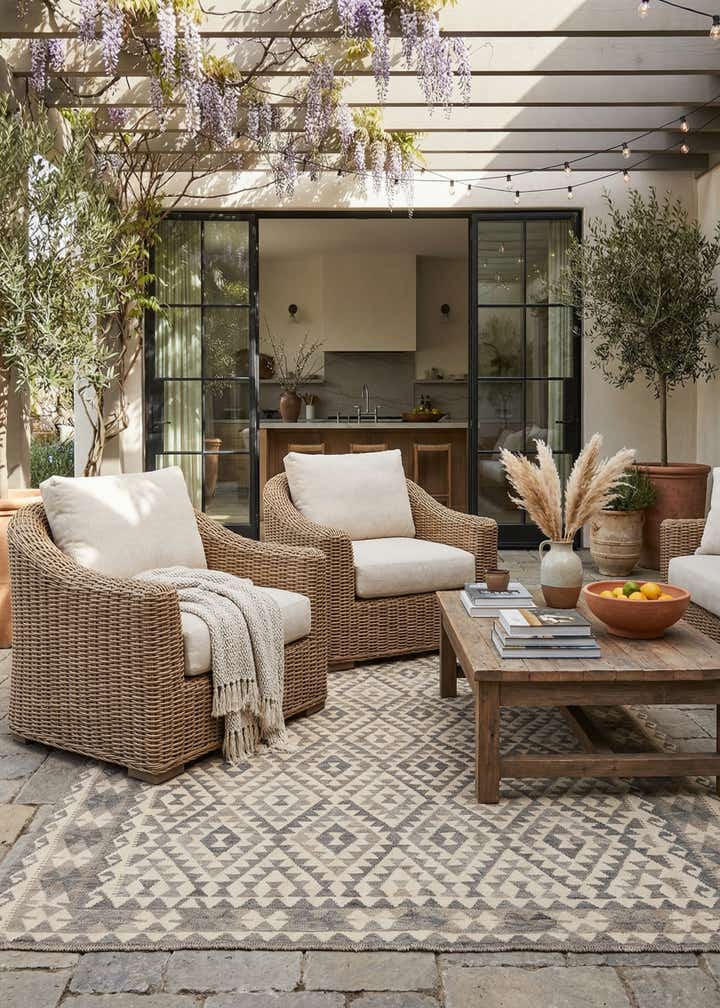 6' 10 x 9' 10 Hand Woven Kilim Maymana Wool Rug