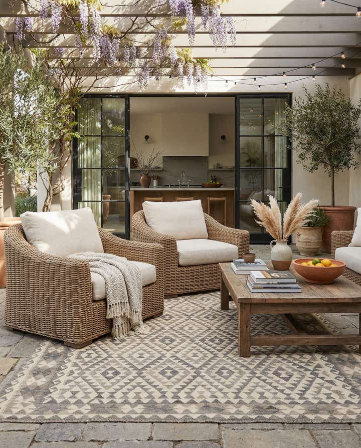 6' 10 x 9' 10 Hand Woven Kilim Maymana Wool Rug