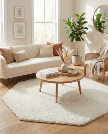  7' 10 x 7' 10 Solid Shag Octagon Rug