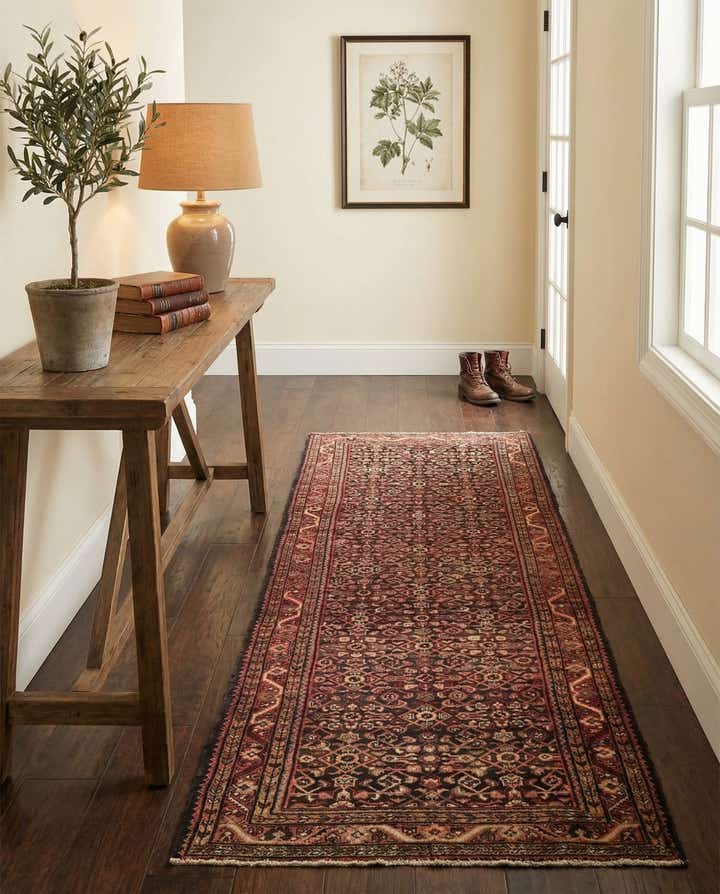 3' 8 x 11' 2 Hand Knotted Hossainabad Persian Wool Runner Rug