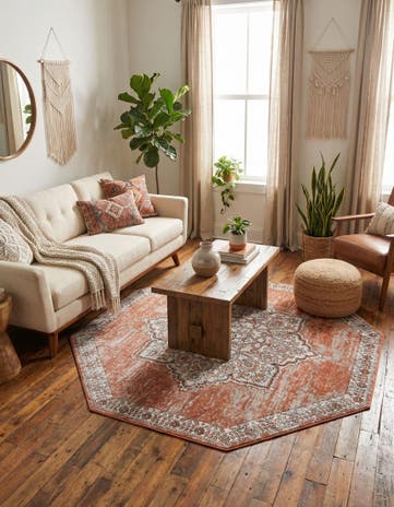 Salmon Pink Nyla Octagon Rug