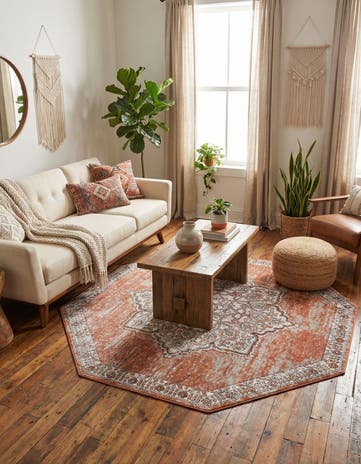 Salmon Pink Nyla Octagon Rug