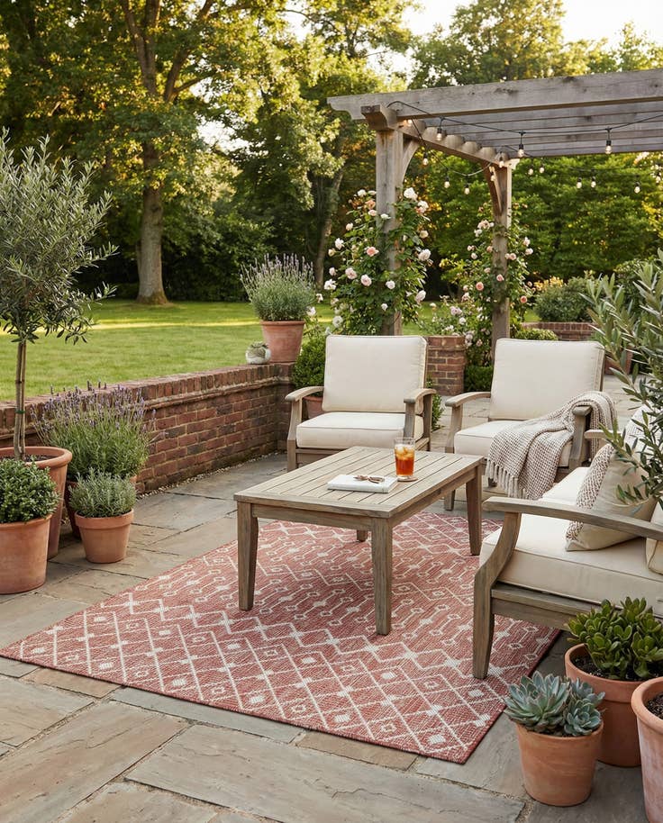 Rust Red Outdoor Rugs Rust Red 4' x 5' 6 Easy-Clean Lattice Indoor / Outdoor Rug | Rugs.com