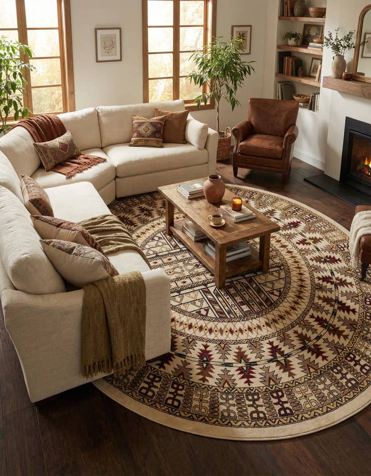 Detail image of 10' x 10' Bokhara Round Rug