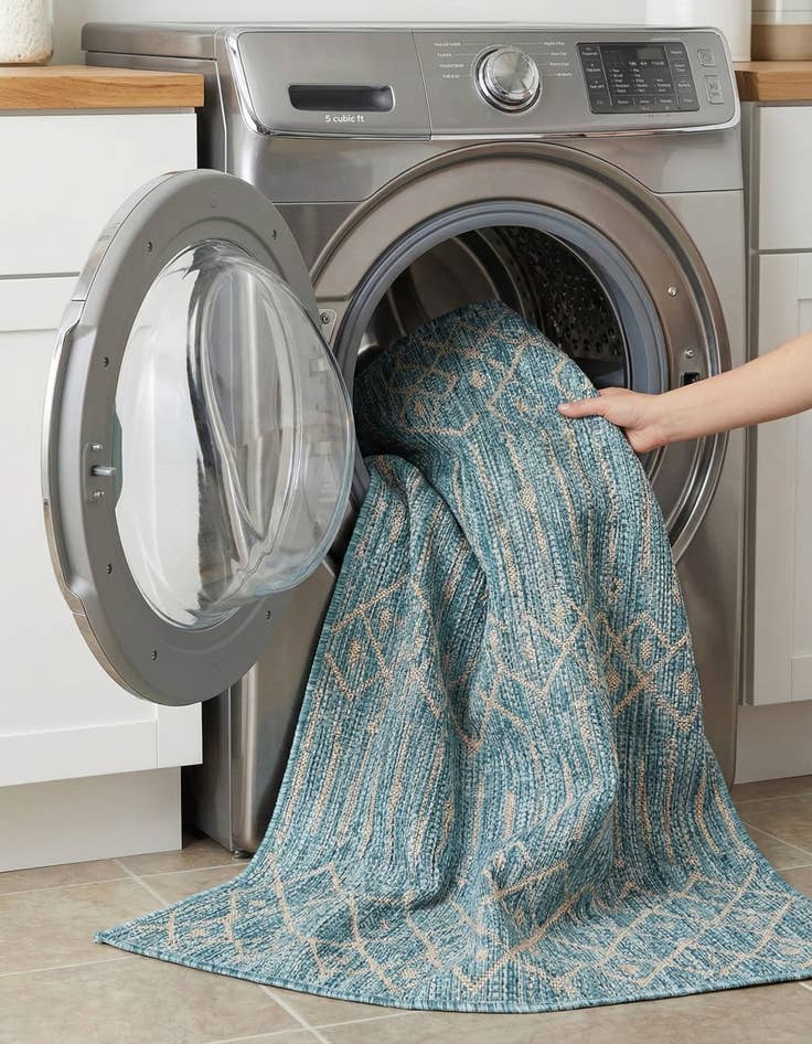 Detail image of 4' x 6'  Washable Trellis Indoor / Outdoor Rug