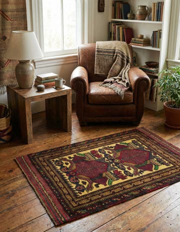 3' x 4' 5 Hand Knotted Sumak Wool Rug
