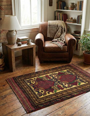 3' x 4' 5 Hand Knotted Sumak Wool Rug