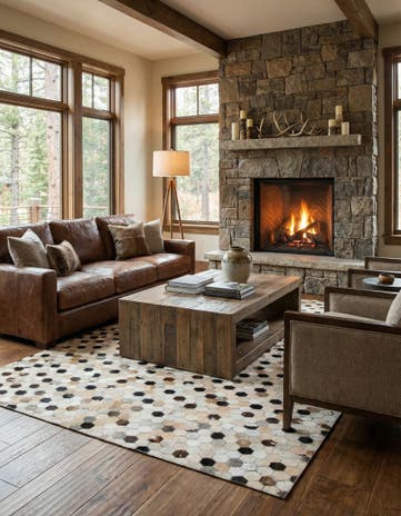 5' 1 x 8' Cowhide Leather Rug