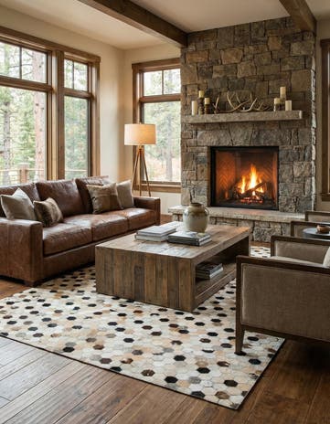 5' 1 x 8' Cowhide Leather Rug