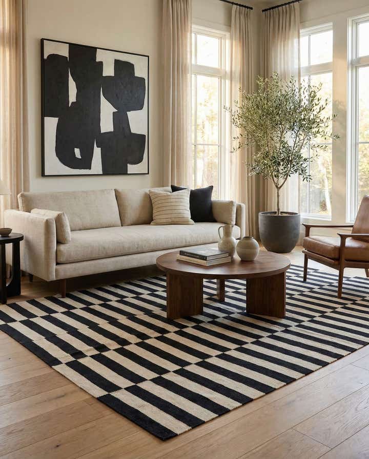 5' 7 x 7' 9 Hand Woven Kilim Modern Wool Rug