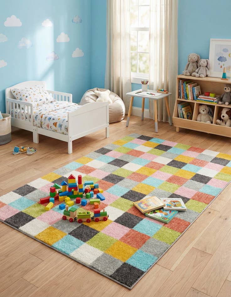 Detail image of  3' 11 x 5' 11 Checkered Whimsy Kids Rug