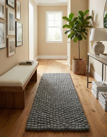 2' x 5' 3 Hand Woven Felt Ball Wool Runner Rug