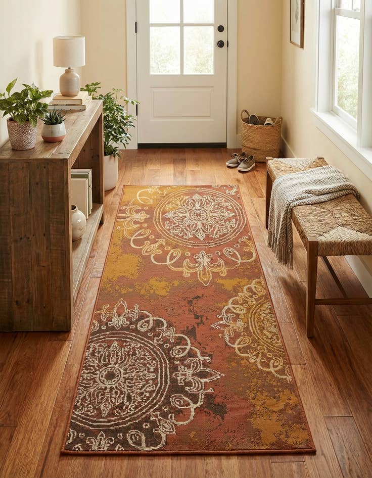 Detail image of  2' 7 x 5' 3  Washable Modern Indoor / Outdoor Runner Rug