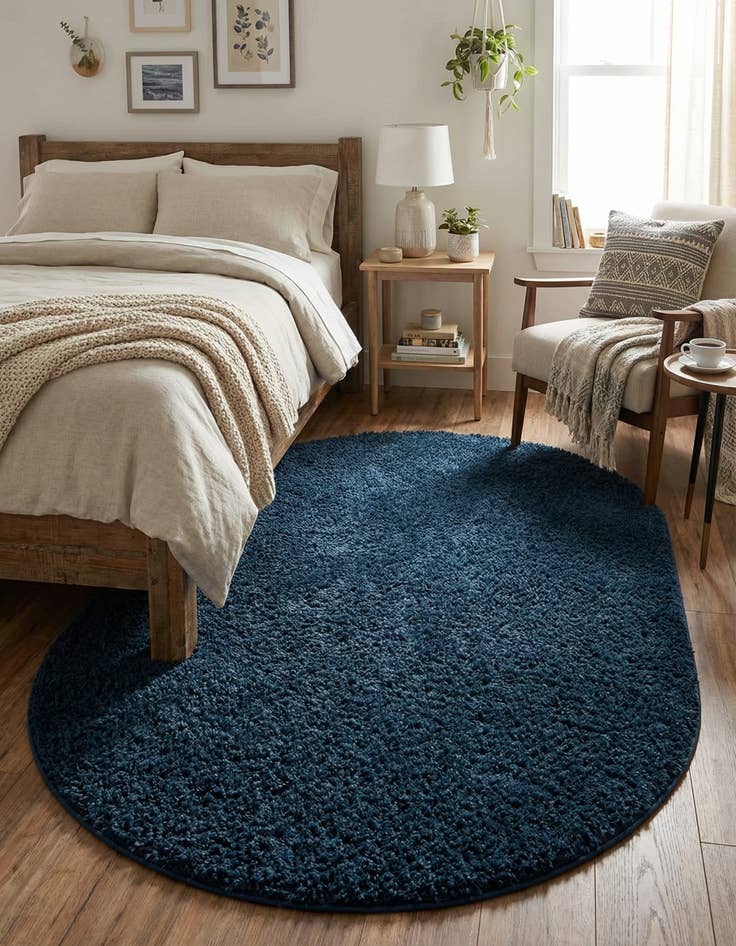 Detail image of  3' x 5' 3 Solid Shag Oval Rug