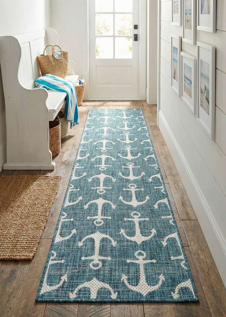 2' x 8' Easy-Clean Coastal Indoor / Outdoor Runner Rug