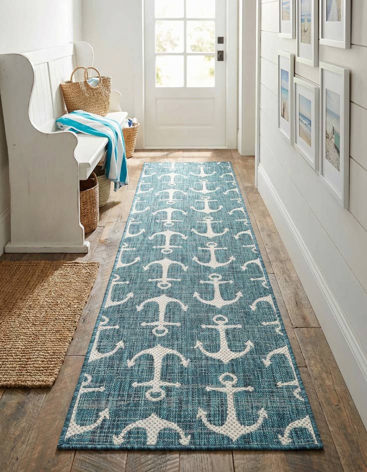 Detail image of 2' x 8'  Washable Coastal Indoor / Outdoor Runner Rug