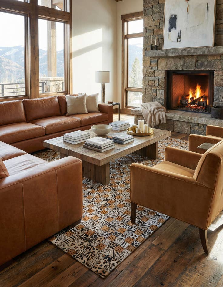 Detail image of 5' 1 x 8' 1 Cowhide Leather Rug