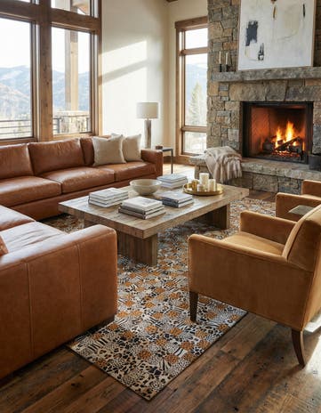 5' 1 x 8' 1 Cowhide Leather Rug