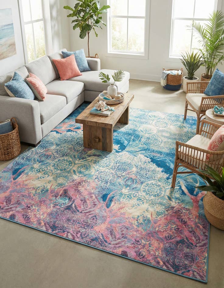 Detail image of  10' x 12'  Washable Coastal Indoor / Outdoor Rug