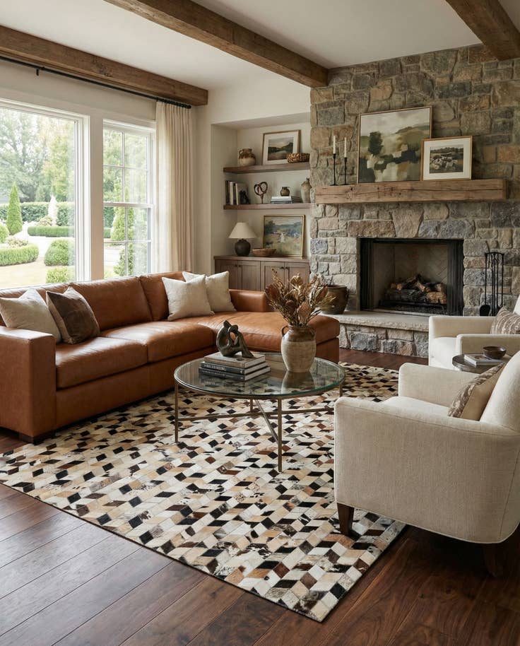 Detail image of 5' 1 x 7' 10 Cowhide - Patchwork Rug