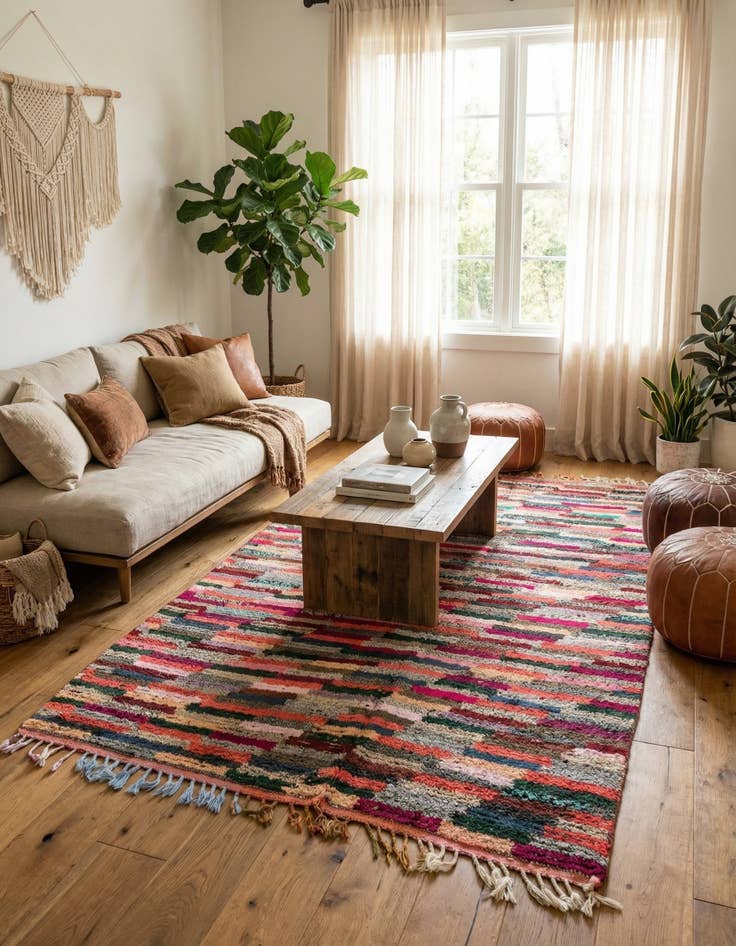 Detail image of  6' 4 x 10' 6  Hand Knotted Moroccan Wool Rug