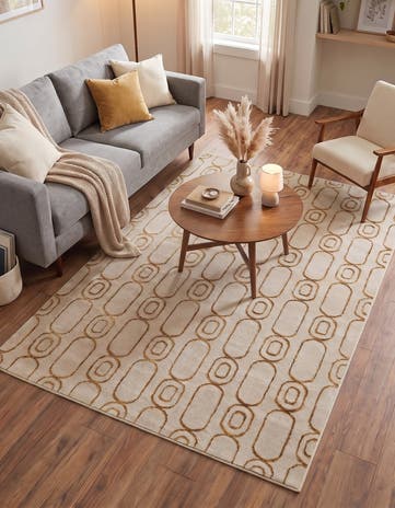 White and Gold Vogue Geo Rug