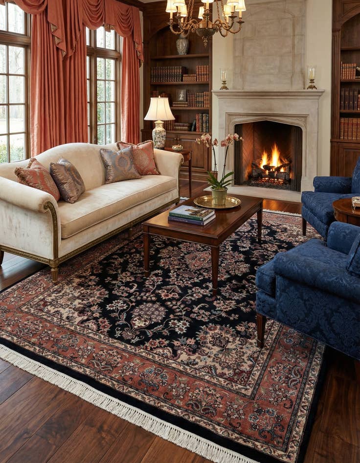 Detail image of  6' 7 x 8' 5  Hand Knotted Jaipur Agra Wool Rug