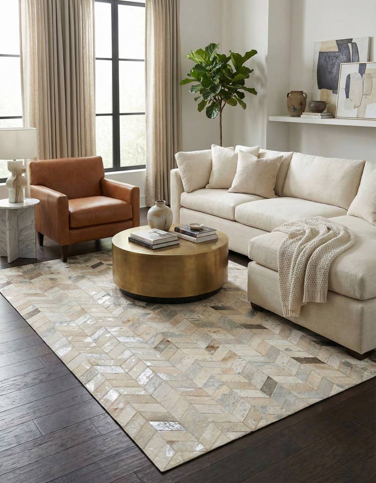 Detail image of 5' x 8' Cowhide Leather Rug