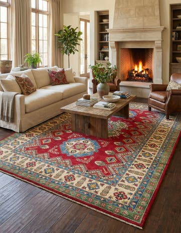 6' 7 x 10' 5 Hand Knotted Kazak Rug