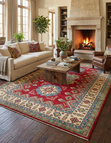 6' 7 x 10' 5 Hand Knotted Kazak Rug