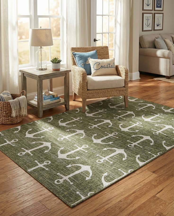 Detail image of 5' 3 x 8' Easy-Clean Coastal Indoor / Outdoor Rug