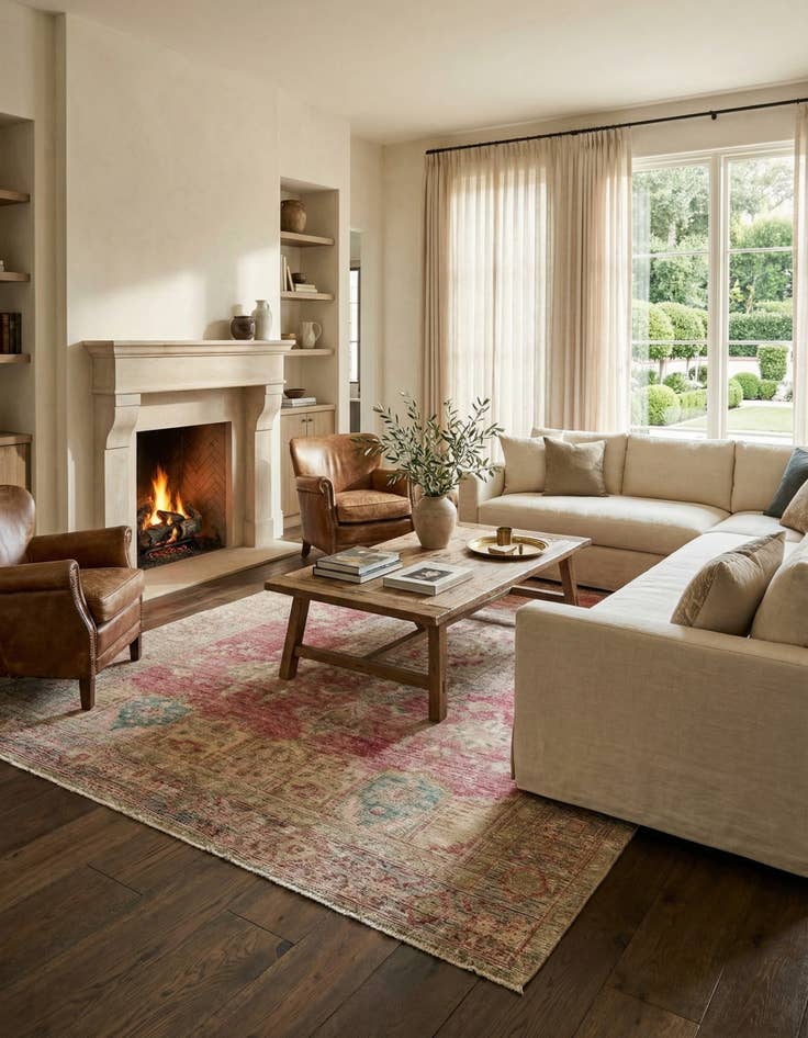 Detail image of 6' 3 x 9' 5  Hand Knotted Ultra Vintage Persian Wool Rug