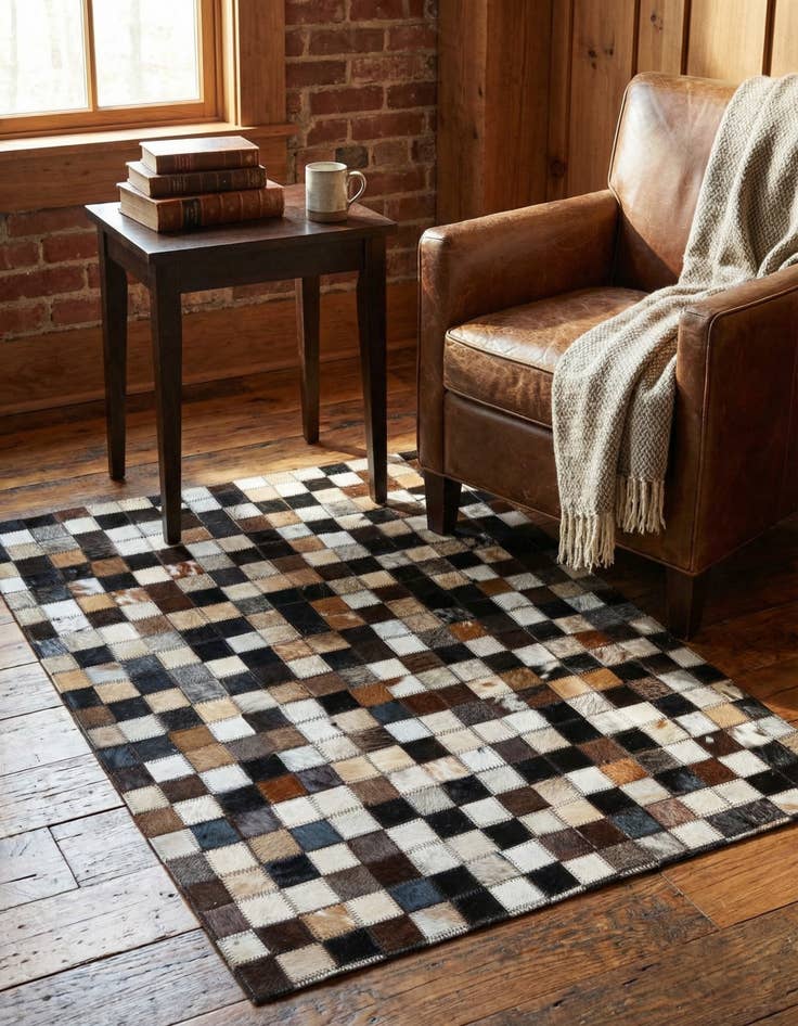 Detail image of  2' 1 x 3' Cowhide Leather Rug