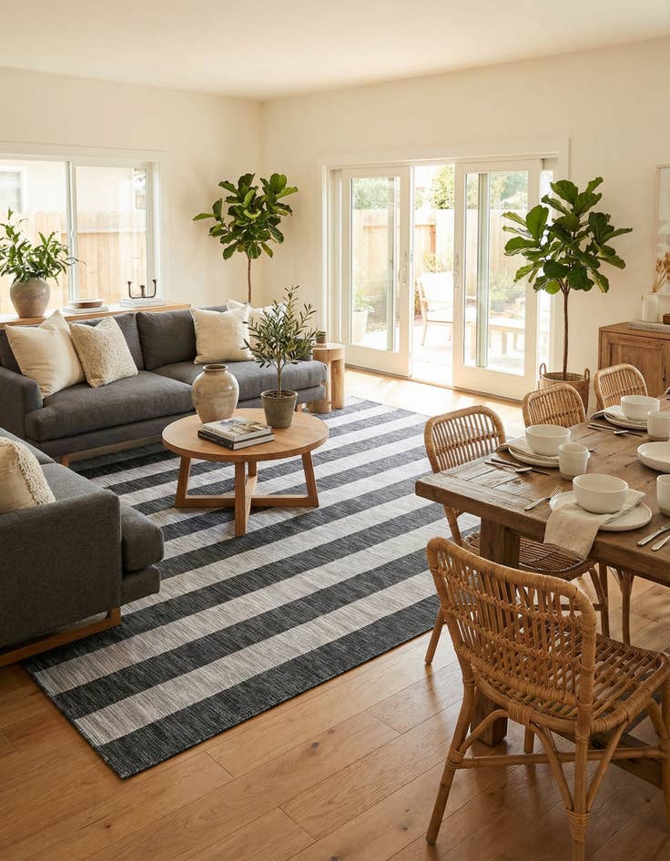 Detail image of 9' x 12'  Washable Striped Indoor / Outdoor Rug