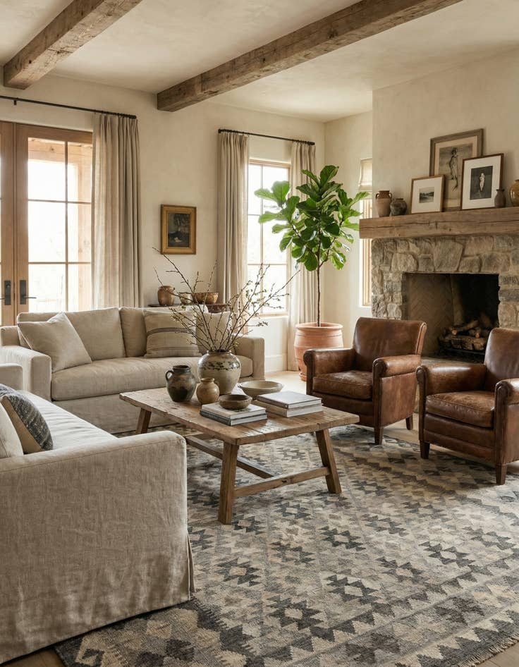 Detail image of 6' 10 x 9' 10 Hand Woven Kilim Maymana Wool Rug