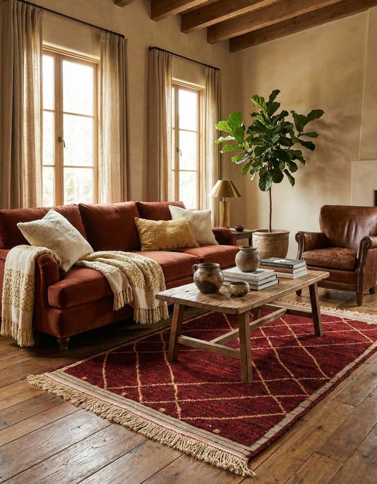 Detail image of 4' 2 x 6' 3  Hand Knotted Moroccan Wool Rug