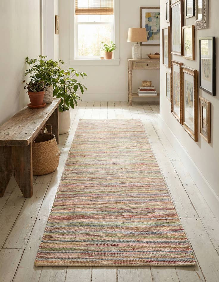 Detail image of 2' 7 x 13' 1  Hand Woven Happy Rugs Rainbow Weave Runner