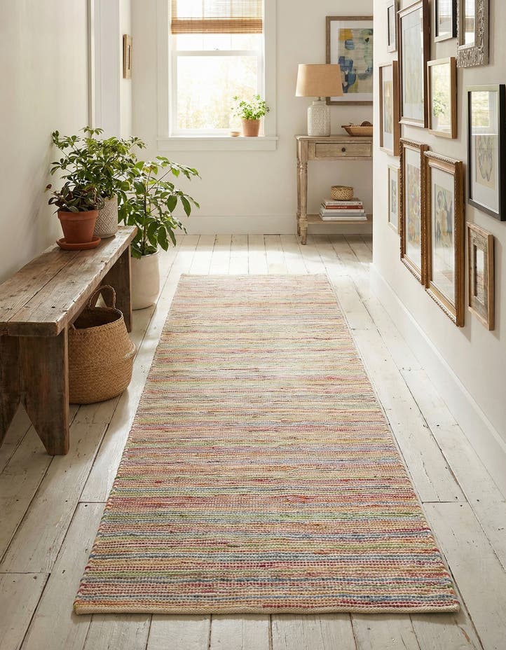 2' 7 x 13' 1 Hand Woven Happy Rugs Rainbow Weav...