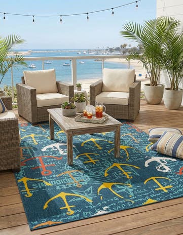 9' x 12' Easy-Clean Coastal Indoor / Outdoor Rug