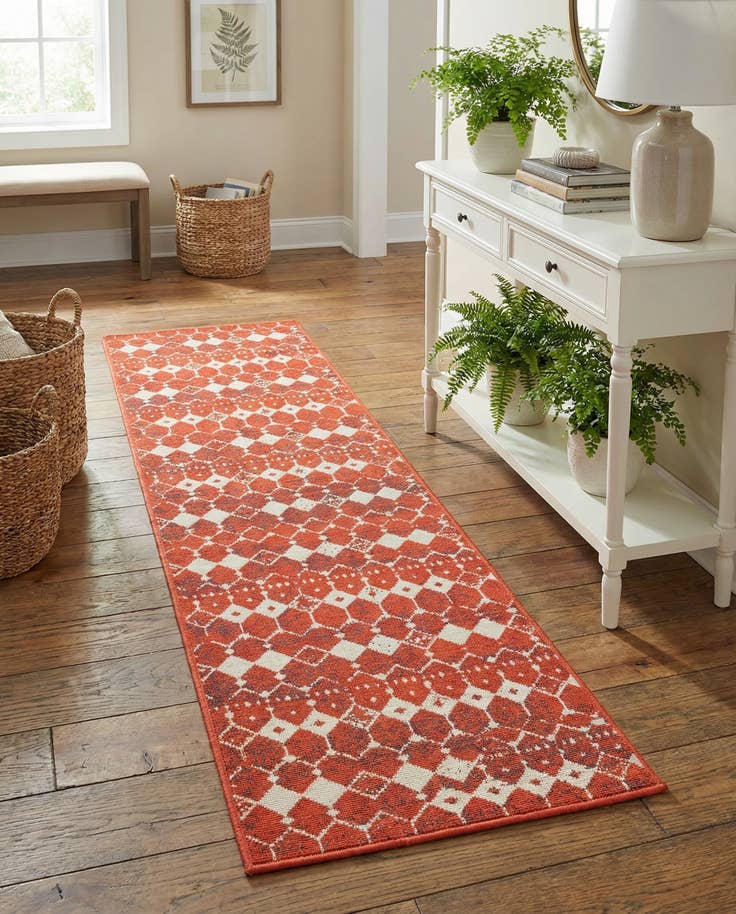 Detail image of 2' x 8' Easy-Clean Trellis Indoor / Outdoor Runner Rug