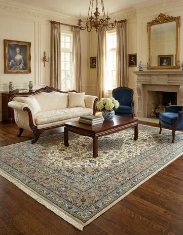7' 10 x 13' Hand Knotted Kashan Persian Wool Rug