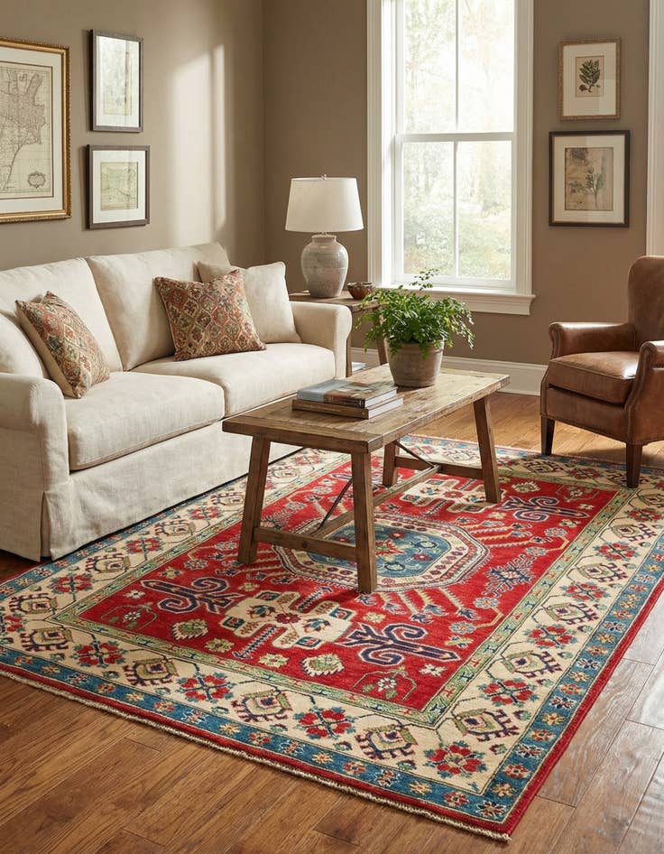 Detail image of 5' x 6' 9  Hand Knotted Kazak Rug