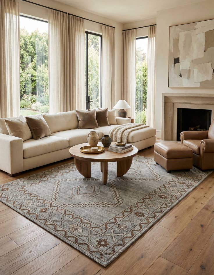 Detail image of  5' 6 x 8'  Hand Knotted Darya Wool Rug